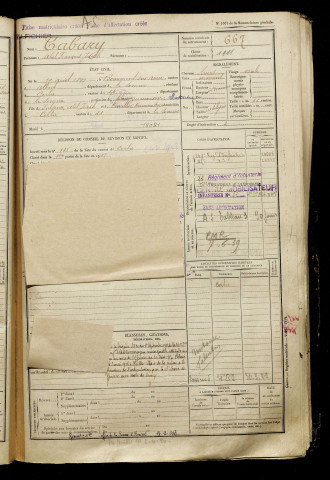 Cabary, Abel François Joseph, né le 10 août 1897 à Beaucourt-sur-l'Ancre (Somme), classe 1917, matricule n° 667, Bureau de recrutement d'Amiens