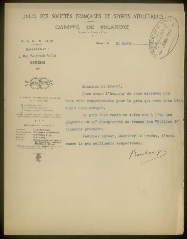 Comité de Picardie de l'Union des sociétés françaises de sports athlétiques