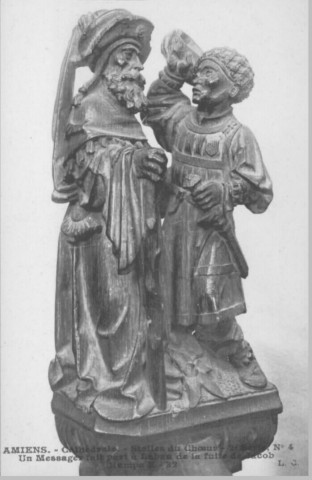 Cathédrale - Stalles du Choeur - 2è série, n° 4 - Un Messager fait part à Laban de la fuite de Jacob - Rampe E - 32