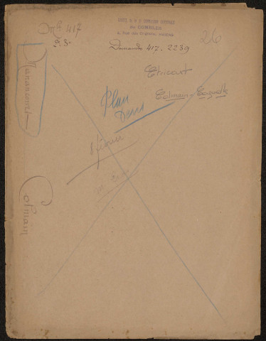 Etricourt-Manancourt. Demande d'indemnisation des dommages de guerre : dossier Colmain-Coquelle