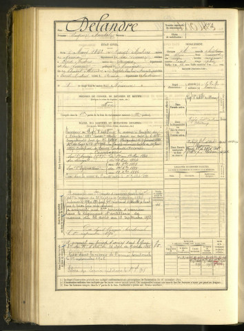Delandre, Eugène Anatole, né le 6 mars 1862 à Forest-Montiers (Somme, France), classe 1882, matricule n° 873, Bureau de recrutement d'Abbeville