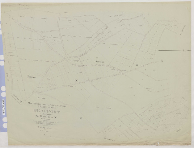 Plan du cadastre rénové - Beaufort-en-Santerre : sections Z et X