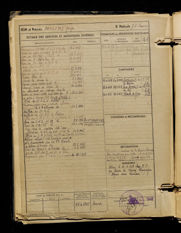 Boulfroy, Georges Charles, né le 03 mai 1898 à Jumel (Somme), classe 1918, matricule n° 73, Bureau de recrutement de Péronne