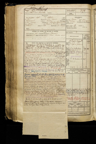 Bellard, Albert Louis Thimothé, né le 11 janvier 1896 à Albert (Somme), classe 1916, matricule n° 376, Bureau de recrutement de Péronne