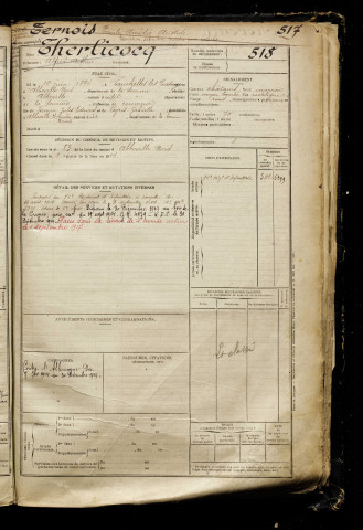 Ternois, Emile Amédée Aristide, classe 1914, matricule n° 517, Bureau de recrutement d'Abbeville
