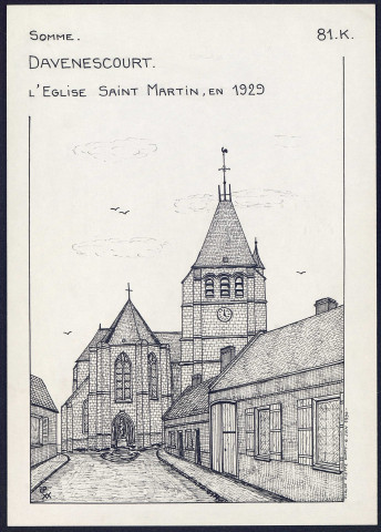Davenescourt : église Saint-Martin en 1929 - (Reproduction interdite sans autorisation - © Claude Piette)