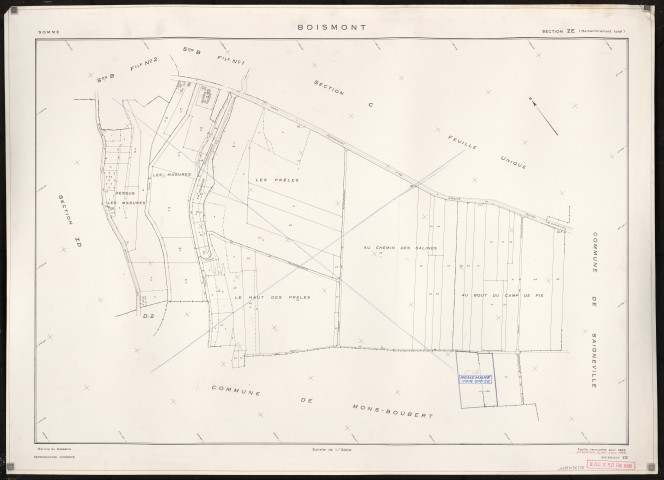 Plan du cadastre rénové - Boismont : section ZE