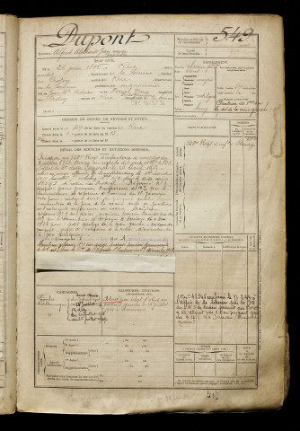 Dupont, Alfred Alphonse Jean Baptiste, né le 26 juin 1892 à Rue (Somme), classe 1912, matricule n° 549, Bureau de recrutement d'Abbeville
