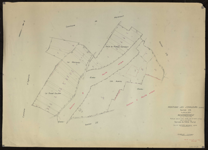 Plan du cadastre rénové - Montigny-les-Jongleurs : section ZA