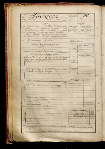 Havequez, Arthur, né le 30 août 1873 à Villers-Bretonneux (Somme), classe 1893, matricule n° 96, Bureau de recrutement de Péronne