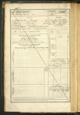 Fournier, Charles Henry Benjamin, né le 30 novembre 1860 à Crèvecoeur-le-Grand (Oise, France), classe 1880, matricule n° 1006, Bureau de recrutement d'Amiens