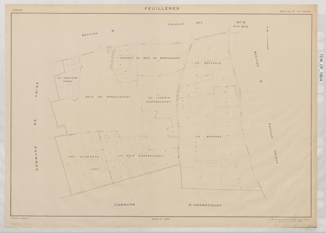Plan du cadastre rénové - Feuillères : section C