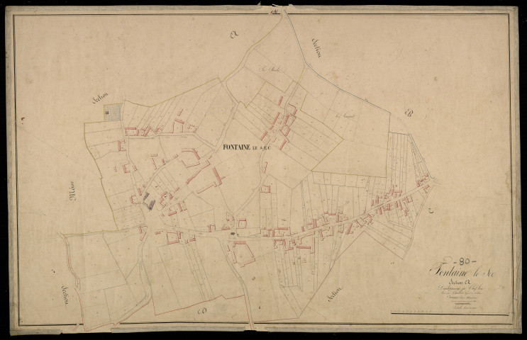 Plan du cadastre napoléonien - Fontaine-le-Sec (Fontaine le Sec) : Chef-lieu (Le), A développement