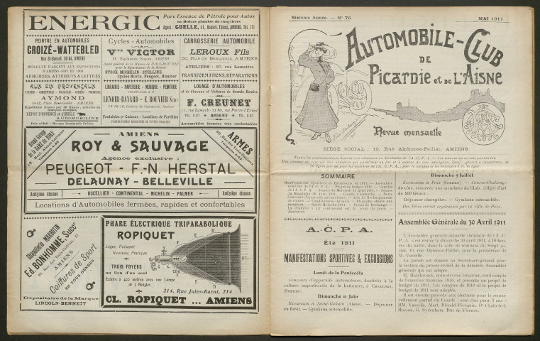 Automobile-club de Picardie et de l'Aisne. Revue mensuelle, 7e année, mai 1911