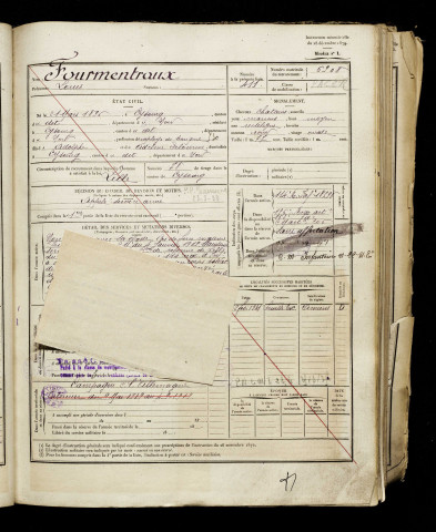 Fourmentraux, Louis, né le 21 mars 1896 à Cysoing (Nord), classe 1916, matricule n° 6908, Bureau de recrutement d'Amiens