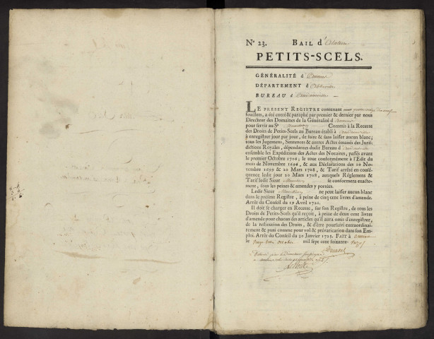 Petit Scel du bureau d'Andainville pour la période du 24 août 1772 au 17 décembre 1791