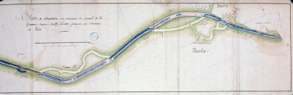 Plan et situation des travaux du canal de la Somme depuis Sailly Lorette jusqu'au château de Vaire