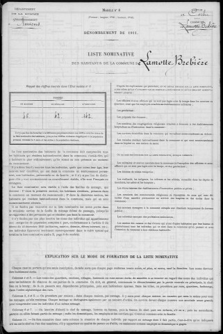 Recensement de la population : Lamotte-Brebière