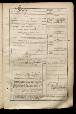 Bray, Remi Pierre, né le 02 octobre 1873 à Boisbergues (Somme), classe 1893, matricule n° 178, Bureau de recrutement d'Abbeville