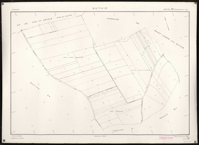 Plan du cadastre rénové - Authie : section ZB