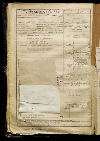 Duvauchelle, Lucien Edouard, né le 16 avril 1889 à Doullens (Somme), classe 1909, matricule n° 34, Bureau de recrutement d'Abbeville