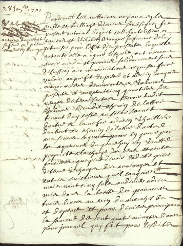 Etude de Me Antoine Debacq à Amiens (étude n°6). Minutes de l'année 1701