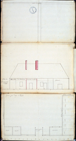 Projet de travaux sur la cheminée d'un presbytère : plan en élévation de la façade