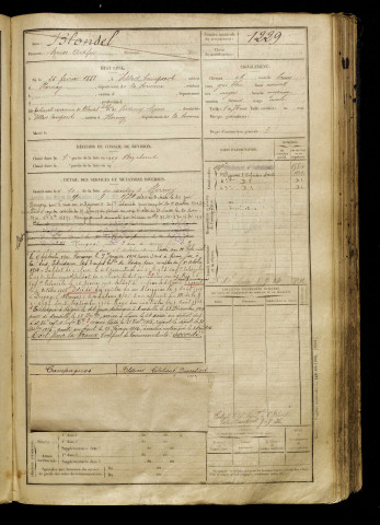 Blondel, Moïse Arthur, né le 26 février 1888 à Villers-Campsart (Somme), classe 1908, matricule n° 1229, Bureau de recrutement d'Amiens