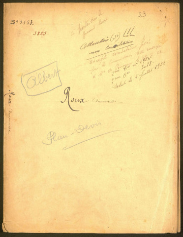 Albert. Demande d'indemnisation des dommages de guerre : dossier Roux