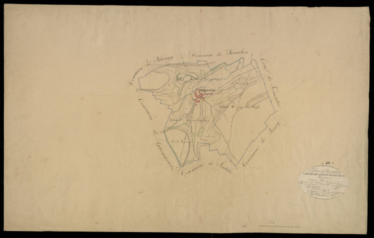 Plan du cadastre napoléonien - Bergicourt : tableau d'assemblage