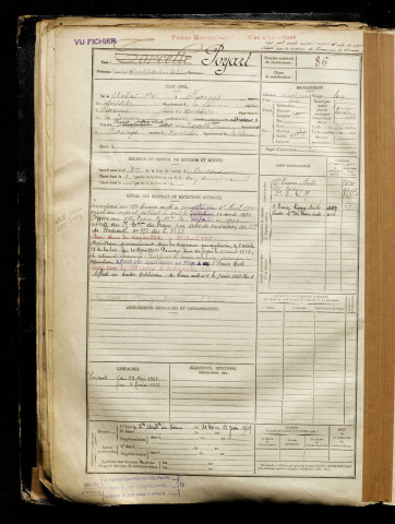 Poyart, Jules Charles Arthur Adhémar, né le 28 mai 1901 à Fescamps (Somme), classe 1921, matricule n° 86, Bureau de recrutement de Péronne