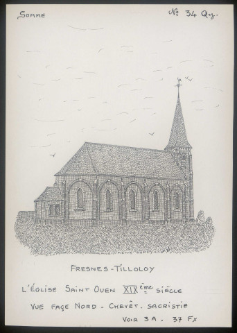 Fresnes-Tilloloy : l'église Saint-Ouen, vue face nord - (Reproduction interdite sans autorisation - © Claude Piette)