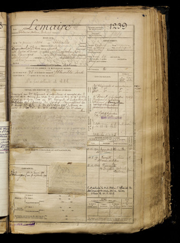 Lemaire, Clotaire Octave Fortuné, né le 10 juin 1897 à Abbeville (Somme), classe 1917, matricule n° 1239, Bureau de recrutement d'Abbeville