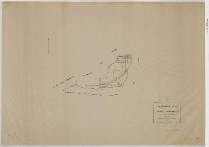 Plan du cadastre rénové - Vecquemont : tableau d'assemblage (TA)