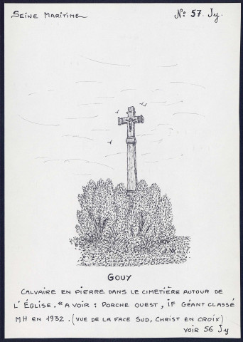 Gouy (Seine-Maritime) : calvaire en pierre dans le cimetière - (Reproduction interdite sans autorisation - © Claude Piette)