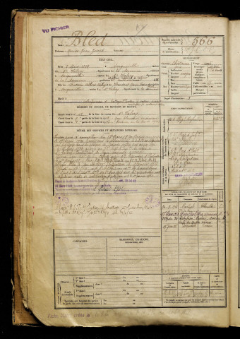 Bled, Marius Jean Joseph, né le 02 mars 1899 à Saigneville (Somme), classe 1919, matricule n° 566, Bureau de recrutement d'Abbeville