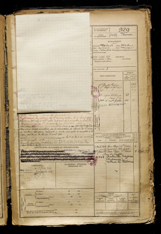 Hennino, André, né le 29 septembre 1899 à Péronne (Somme), classe 1919, matricule n° 929, Bureau de recrutement de Péronne