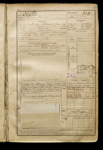 Sézille, Léonce Arthur, né le 01 décembre 1878 à Ribemont-sur-Ancre (Somme), classe 1898, matricule n° 519, Bureau de recrutement d'Amiens