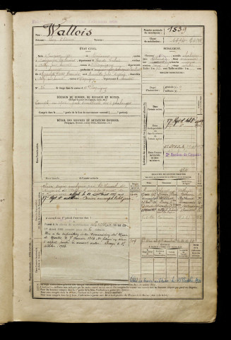 Wallois, Léon Etienne, né le 02 janvier 1881 à Brimeux (Pas-de-Calais), classe 1901, matricule n° 1539, Bureau de recrutement d'Amiens