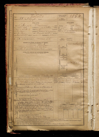 Violette, Abel Paul Joseph, né le 16 juillet 1875 à Ramecourt (Pas-de-Calais), classe 1895, matricule n° 1064, Bureau de recrutement d'Amiens