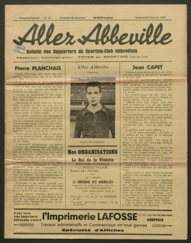 Allez Abbeville. Bulletin des supporters du Sporting-Club Abbevillois, numéro 10