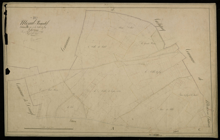 Plan du cadastre napoléonien - Mesnil-Bruntel (Mesnil Bruntel) : Vallée du fecq (La), B