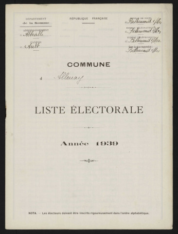 Liste électorale : Allenay