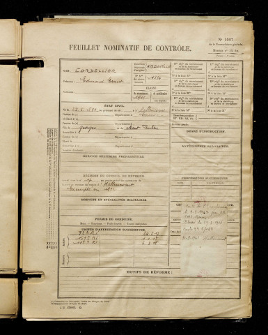 Cordellier, Edmond Ernest, né le 25 mai 1891 à Hallencourt (Somme), classe 1911, matricule n° 1334, Bureau de recrutement d'Abbeville
