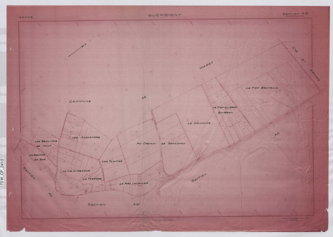 Plan du cadastre rénové - Guerbigny : section AB