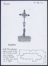 Huppy : vieille croix de fer forgé érigée en 1984 par l'A.S.P.A.C. près de l'église pour remémorer l'ancien cimetière - (Reproduction interdite sans autorisation - © Claude Piette)