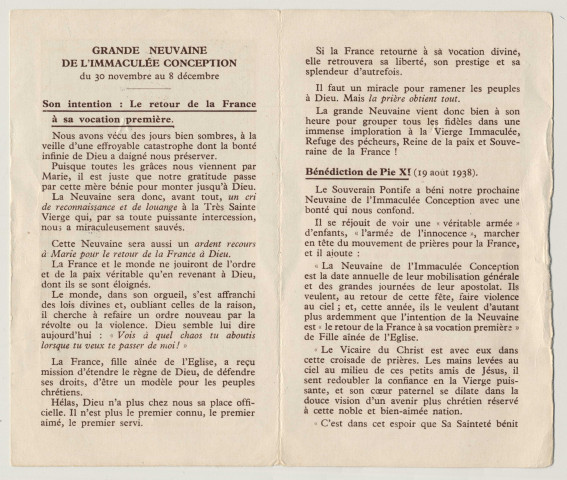 Grande neuvaine de l'Immaculée Conception