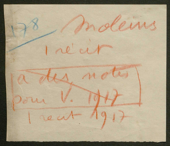 Témoignage de Moleins, E. (Infirmier brancardier - Abbé) et correspondance avec Jacques Péricard