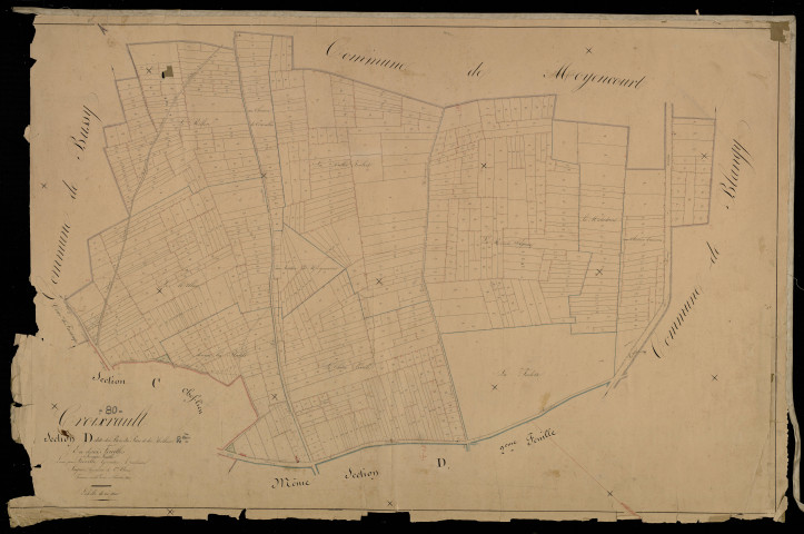 Plan du cadastre napoléonien - Croixrault : Bois du Parc (Le) ; Mellier (Le), D1