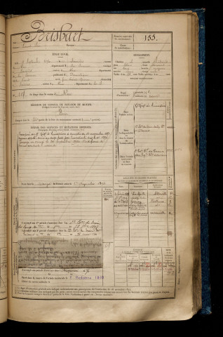 Brisbart, Louis Léon, né le 05 septembre 1870 à Favières (Somme), classe 1890, matricule n° 155, Bureau de recrutement d'Abbeville